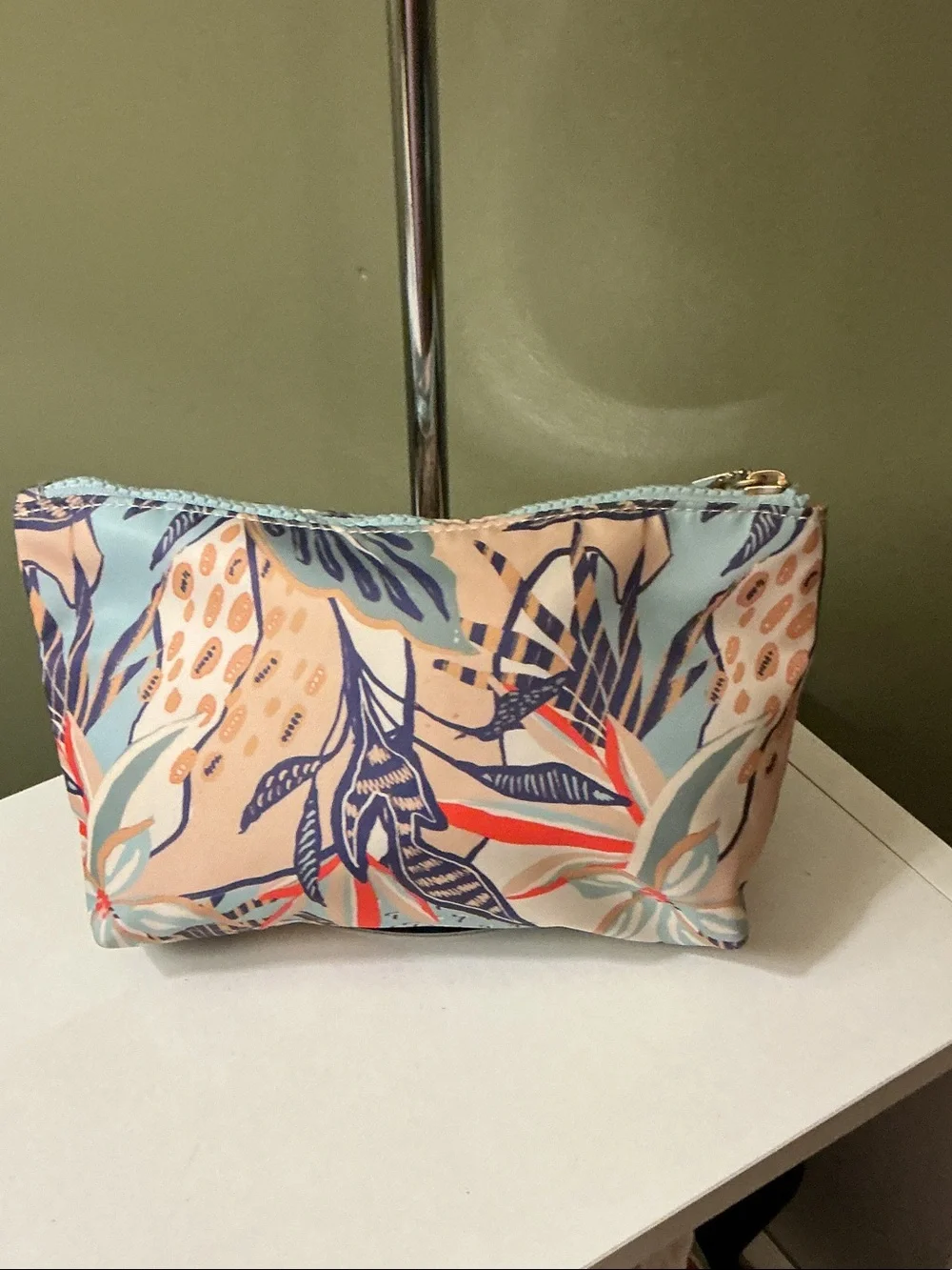 Sonia Kashuk Floral Cosmetic Pouch in Peach, Light Blue & Navy
